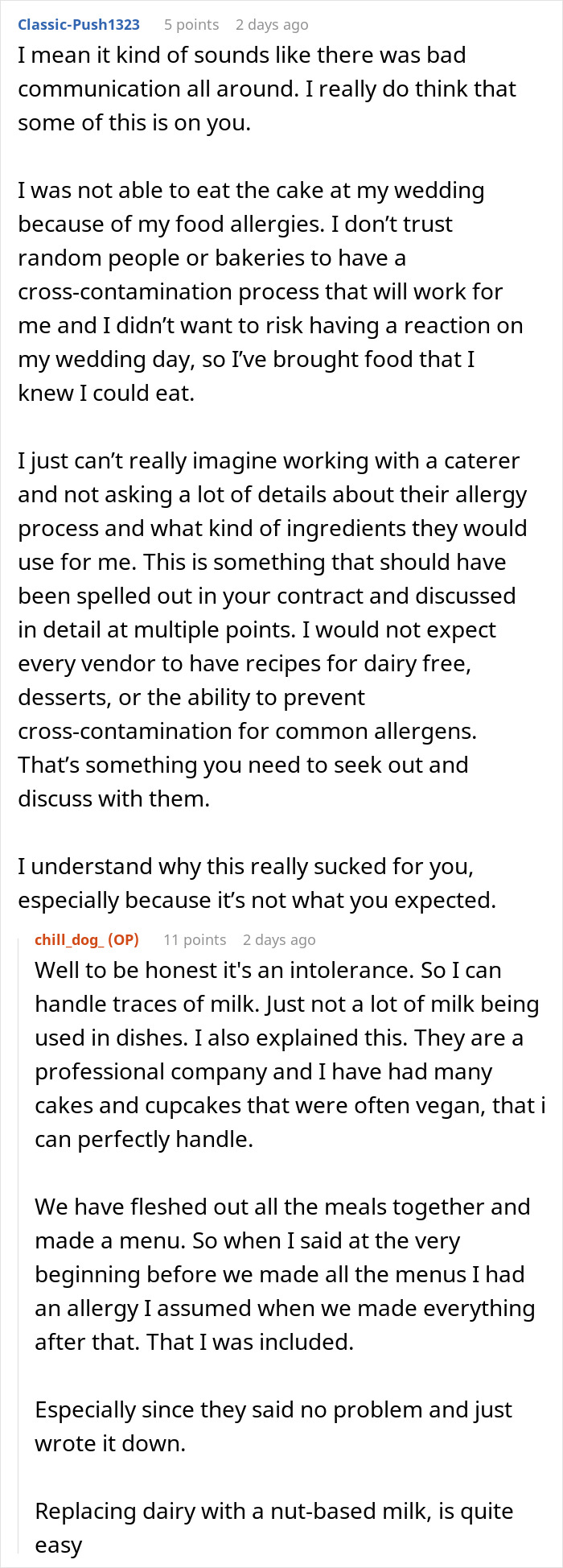 Wedding vendors causing cupcake issues due to bride’s allergy and challenges with cross-contamination processes. Wedding vendors causing cupcake issues due to bride’s allergy and challenges with cross-contamination processes.