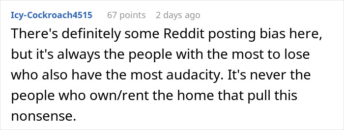 Reddit user discusses bias in posts about people who kick out partners after inviting criminal ex to their home. Reddit user discusses bias in posts about people who kick out partners after inviting criminal ex to their home.