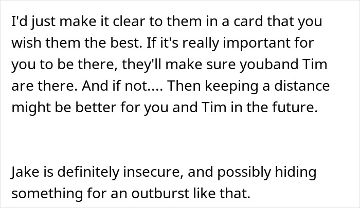 Text excerpt discussing a man mocking his brother-in-law and the resulting uninviting from a wedding scenario. Text excerpt discussing a man mocking his brother-in-law and the resulting uninviting from a wedding scenario.