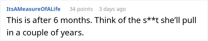 Screenshot of an online comment expressing doubt about a girlfriend’s loyalty after a relationship loyalty test.