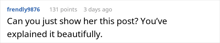 Screenshot of a Reddit comment where a user praises another for explaining a loyalty test in a relationship clearly.
