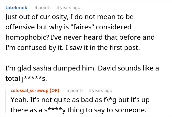 Commenters discuss confusion over the term homophobic and criticize fragile masculinity in a Halloween costume controversy. Commenters discuss confusion over the term homophobic and criticize fragile masculinity in a Halloween costume controversy.