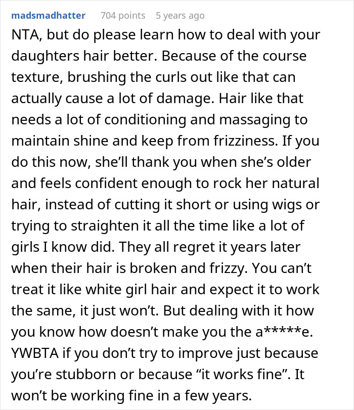Alt text:
Comment advising mom on caring for biracial daughter's curls and addressing backlash for whitewashing concerns Alt text:
Comment advising mom on caring for biracial daughter's curls and addressing backlash for whitewashing concerns