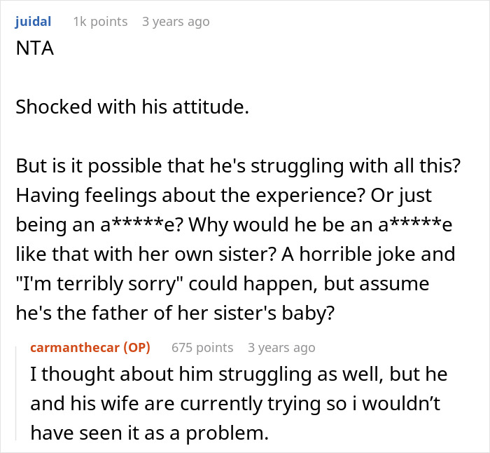 Reddit conversation about guy helping sister-in-law conceive using IVF and the claim of being technically the child's dad. Reddit conversation about guy helping sister-in-law conceive using IVF and the claim of being technically the child's dad.