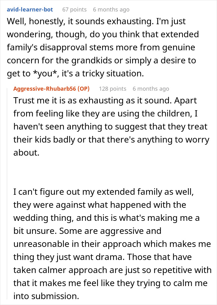 Screenshot of an online discussion about family conflict involving stepdaughters disowning stepmother drama. Screenshot of an online discussion about family conflict involving stepdaughters disowning stepmother drama.