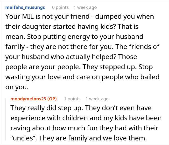 Reddit conversation about a woman struggling with lack of support after surgery while caring for two kids. Reddit conversation about a woman struggling with lack of support after surgery while caring for two kids.
