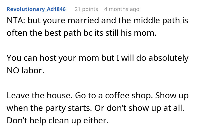 Text post from a forum discussing a mother-in-law being a no-show at a birthday party and the daughter-in-law refusing to celebrate again. Text post from a forum discussing a mother-in-law being a no-show at a birthday party and the daughter-in-law refusing to celebrate again.