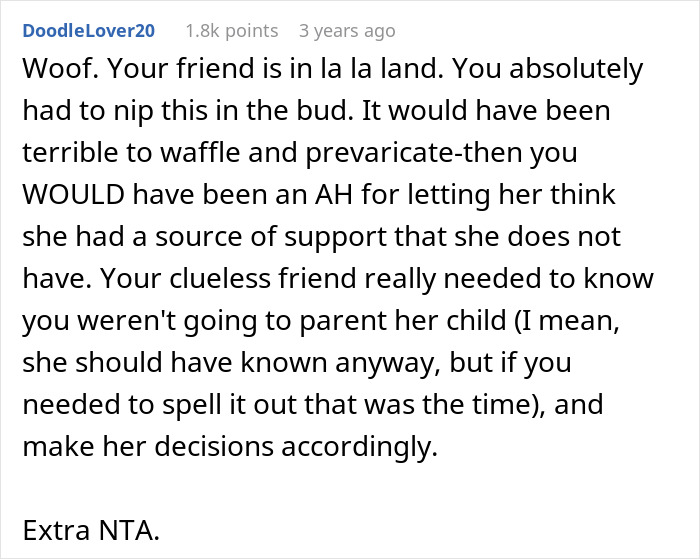 Alt text: Text comment discussing a woman keeping ex’s baby and assuming male best friend will step into father role. Alt text: Text comment discussing a woman keeping ex’s baby and assuming male best friend will step into father role.