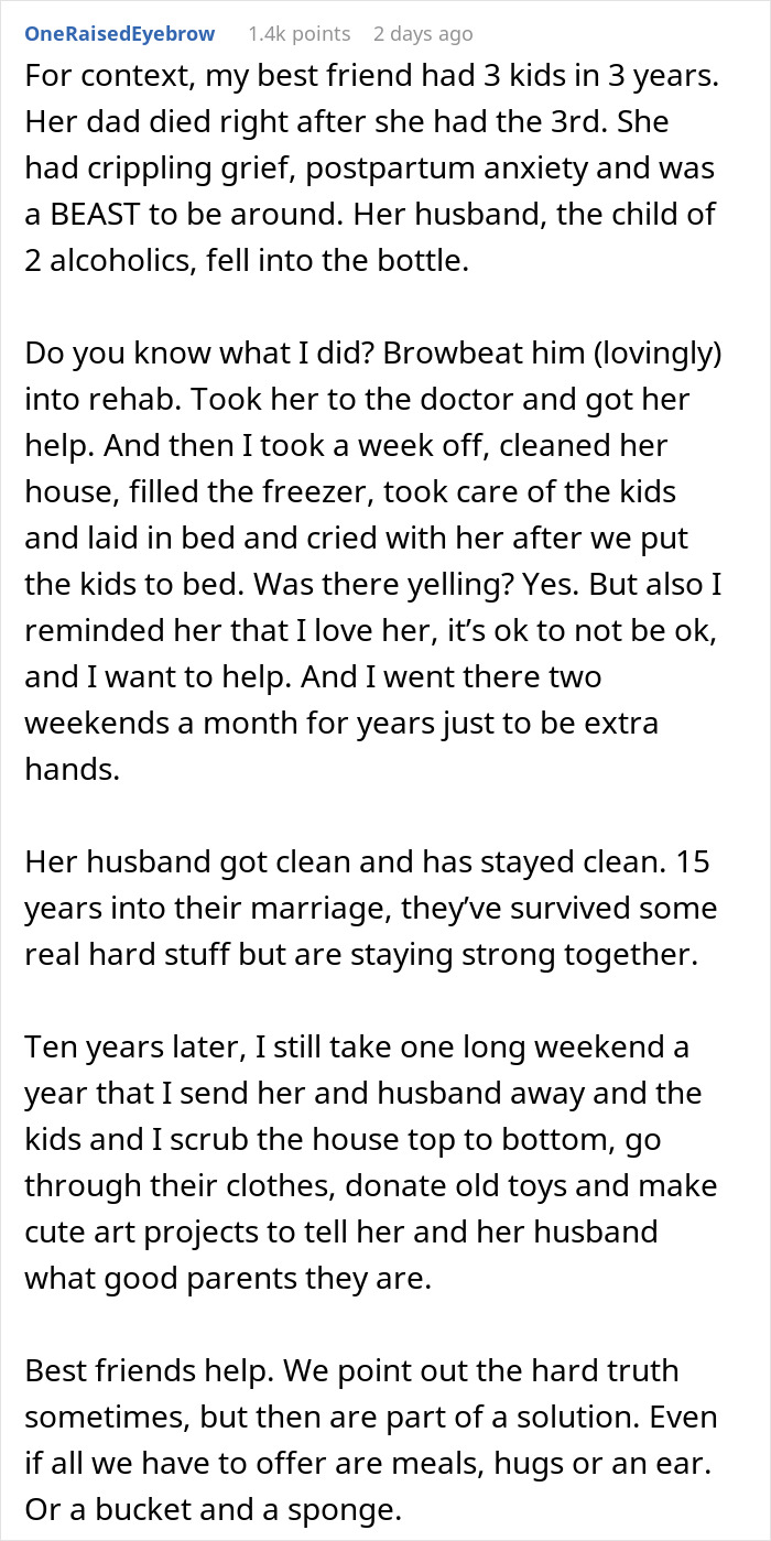 Alt text: Exhausted mom shamed by bestie for messy house, defends herself when kids are involved and stands up for support. Alt text: Exhausted mom shamed by bestie for messy house, defends herself when kids are involved and stands up for support.