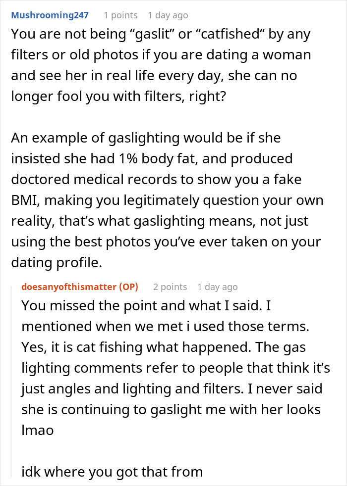 Online discussion about gym influencer catfishing and lying, causing problems in her relationship with her boyfriend. Online discussion about gym influencer catfishing and lying, causing problems in her relationship with her boyfriend.