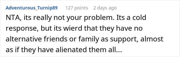 Screenshot of a discussion about a woman expecting help from her ex-husband after leaving him for another man. Screenshot of a discussion about a woman expecting help from her ex-husband after leaving him for another man.
