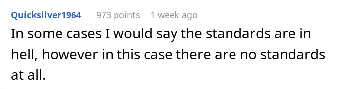 Online comment discussing lack of standards in behavior related to slacker hubby plans after wife’s surgery. Online comment discussing lack of standards in behavior related to slacker hubby plans after wife’s surgery.