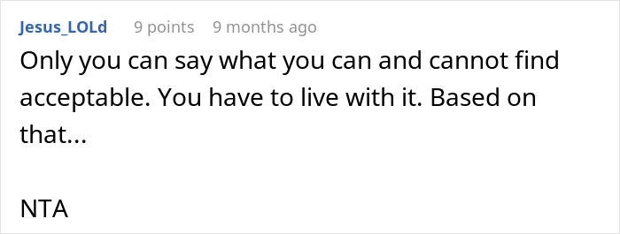 Screenshot of an online comment defending a husband&rsquo;s choice amid family backlash over lady kissing another man.