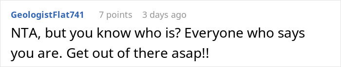 Screenshot of a Reddit comment urging someone to leave a problematic relationship after family sides with creepy brother-in-law. Screenshot of a Reddit comment urging someone to leave a problematic relationship after family sides with creepy brother-in-law.