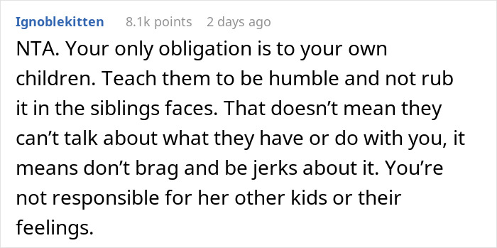 Screenshot of a Reddit comment discussing a cheater wanting a rich ex to provide for her kids, focusing on parenting responsibilities. Screenshot of a Reddit comment discussing a cheater wanting a rich ex to provide for her kids, focusing on parenting responsibilities.