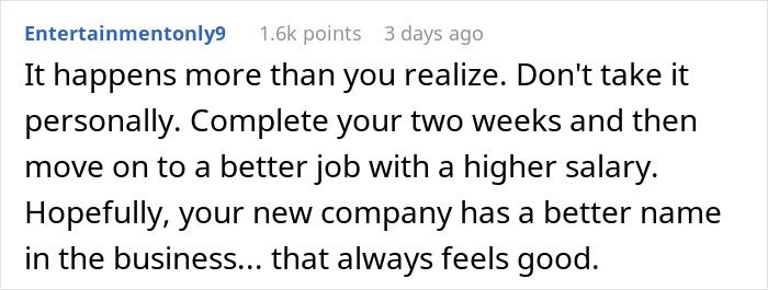 Screenshot of a social media comment advising to complete two weeks before leaving for a higher salary. Screenshot of a social media comment advising to complete two weeks before leaving for a higher salary.
