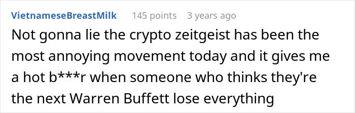 Reddit comment about crypto frustration and losing money, capturing golden child lost parents money crypto sentiment. Reddit comment about crypto frustration and losing money, capturing golden child lost parents money crypto sentiment.