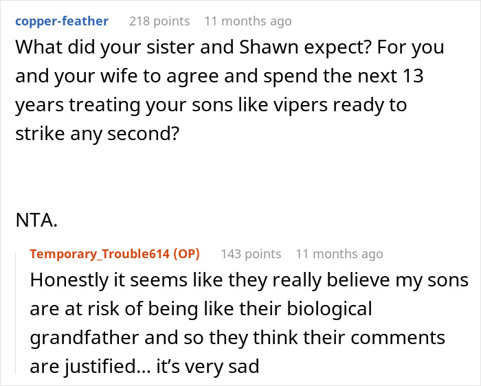 Commenters discuss a man banned from Thanksgiving after upsetting his brother-in-law’s wife with his theory.