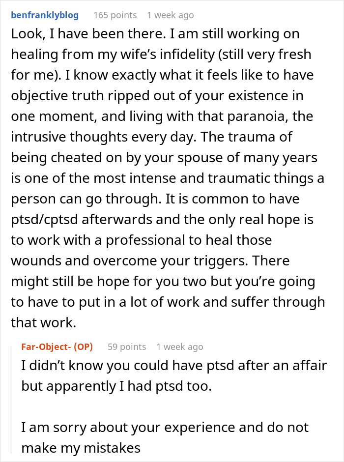 Alt text: Heartbroken woman shares trauma of husband's affair and the lasting emotional pain it causes years later. Alt text: Heartbroken woman shares trauma of husband's affair and the lasting emotional pain it causes years later.