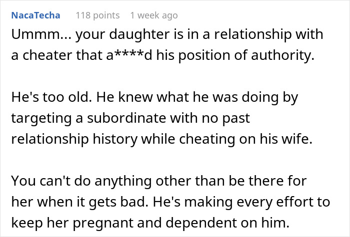 Screenshot of a social media comment discussing a mistress turned wife and absentee husband wanting a third child, with concern from her mom. Screenshot of a social media comment discussing a mistress turned wife and absentee husband wanting a third child, with concern from her mom.