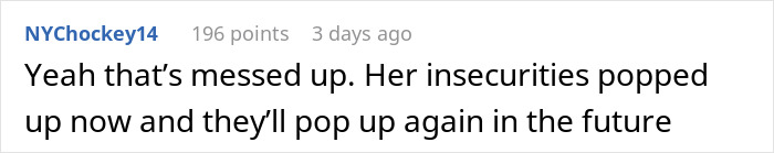 Comment text discussing a man rethinking his relationship after his girlfriend’s loyalty test reveals insecurities.