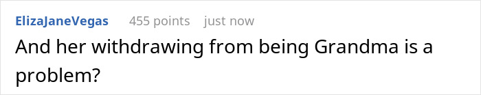 Screenshot of a social media comment questioning the issue of an entitled lady refusing a relationship with her mad grandkid.