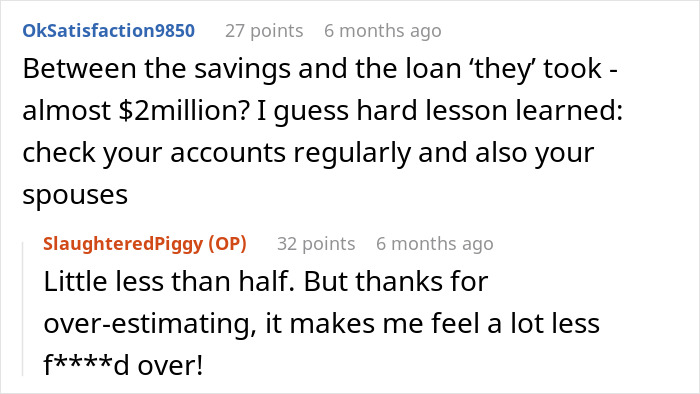 Online comments discussing an educated person falling for a scam investment leading to zero savings and heavy debt.
