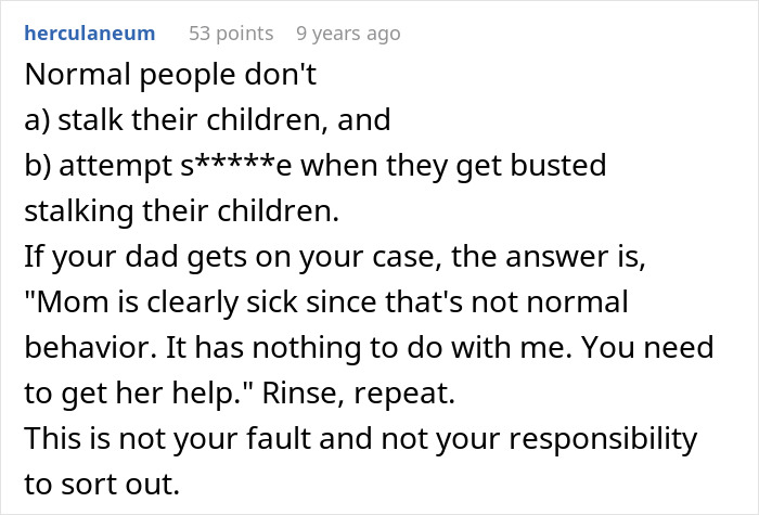Screenshot of an online comment about parents lying regarding food allergies causing no contact with daughter.