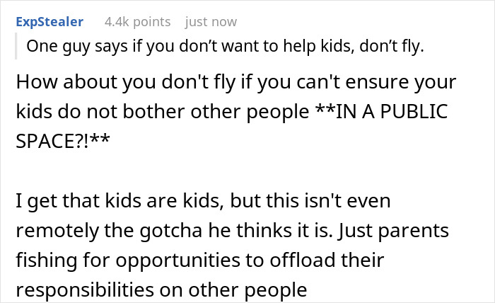 Comment discussing rude family trying to bully lady out of plane seat and coworkers calling her a villain for refusing swap. Comment discussing rude family trying to bully lady out of plane seat and coworkers calling her a villain for refusing swap.