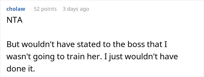 Screenshot of a Reddit comment stating refusal to train a new hire after company claims they can’t afford raises. Screenshot of a Reddit comment stating refusal to train a new hire after company claims they can’t afford raises.