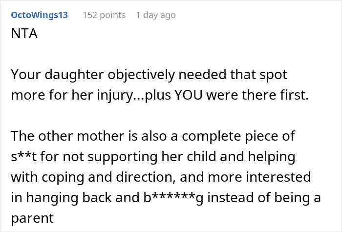 Comment discussing a mom standing her ground when expected to prioritize an autistic student’s needs over her injured child. Comment discussing a mom standing her ground when expected to prioritize an autistic student’s needs over her injured child.