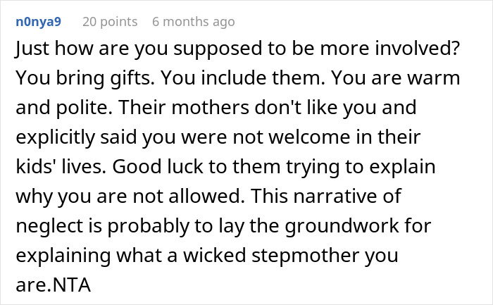 Comment highlighting the stepdaughters disown stepmother drama and challenges of being accepted in their lives. Comment highlighting the stepdaughters disown stepmother drama and challenges of being accepted in their lives.