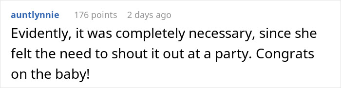 Screenshot of an online comment discussing a nosy neighbor shaming a couple for owning a big home with no kids.