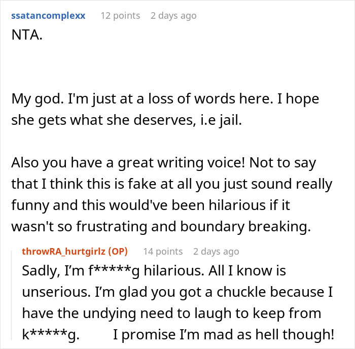 Reddit comments discussing a nosy mother terrorizing her family with intrusive ancestry tests and boundary crossing behavior.