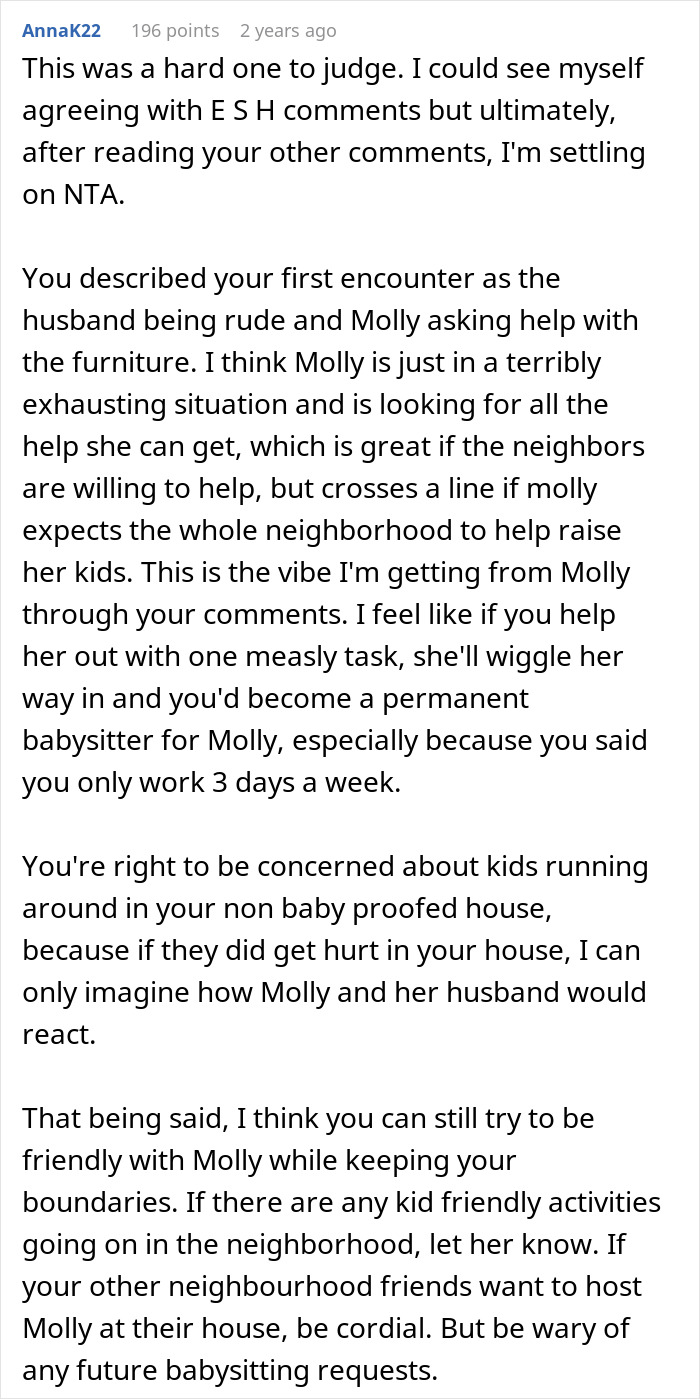 Commenter discussing a mom of 4 bringing kids to group activities and neighbors upset about it causing issues. Commenter discussing a mom of 4 bringing kids to group activities and neighbors upset about it causing issues.