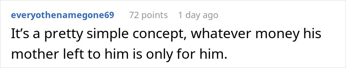 Reddit comment discussing a wife’s tantrum over husband not revealing how much stepson inherited from late mother. Reddit comment discussing a wife’s tantrum over husband not revealing how much stepson inherited from late mother.