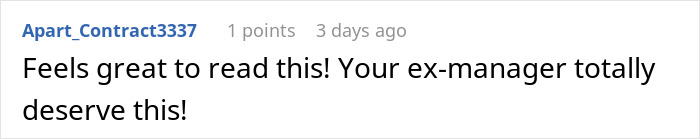 Screenshot of a forum comment praising a message about an easily replaceable employee who lost a big client. Screenshot of a forum comment praising a message about an easily replaceable employee who lost a big client.