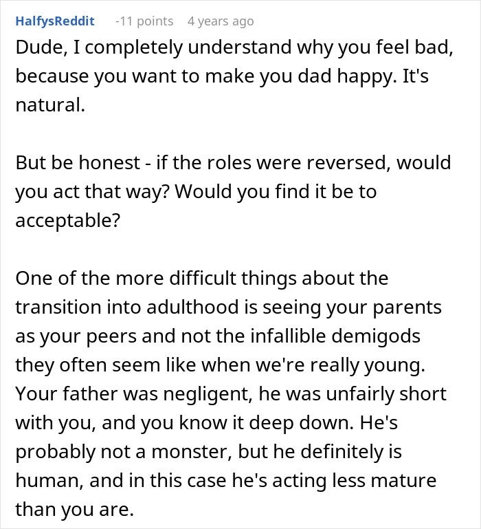 Comment thread discussing a teen telling dad would’ve remembered if you cared after a cake fail incident. Comment thread discussing a teen telling dad would’ve remembered if you cared after a cake fail incident.