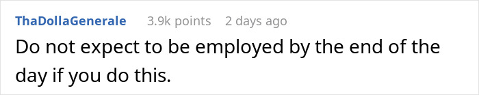 Screenshot of a Reddit comment warning about job risks when exposing management and HR to coworkers.