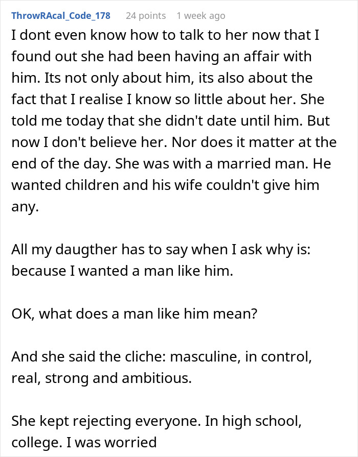 Alt text: Text post about mistress turned wife complaining about absentee husband and concerns over having a third child. Alt text: Text post about mistress turned wife complaining about absentee husband and concerns over having a third child.