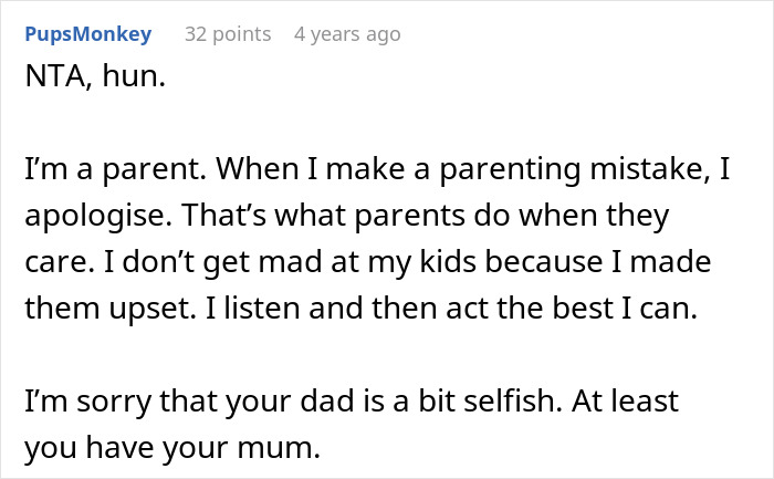 Comment discussing parenting mistakes and apology after a teen tells dad would’ve remembered if he cared cake fail. Comment discussing parenting mistakes and apology after a teen tells dad would’ve remembered if he cared cake fail.