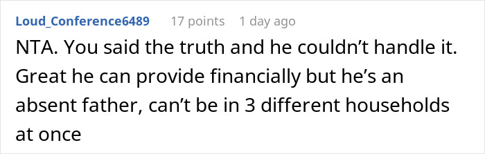 Screenshot of an online comment discussing a woman calling out her brother for having 4 kids with 4 different women. Screenshot of an online comment discussing a woman calling out her brother for having 4 kids with 4 different women.