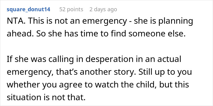Comment discussing a woman expecting help from ex-husband after leaving him, emphasizing reality check on support. Comment discussing a woman expecting help from ex-husband after leaving him, emphasizing reality check on support.