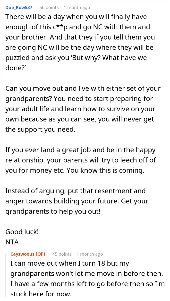 Screenshot of a Reddit conversation about toxic parents favoring a golden child son while the younger son refuses house help. Screenshot of a Reddit conversation about toxic parents favoring a golden child son while the younger son refuses house help.