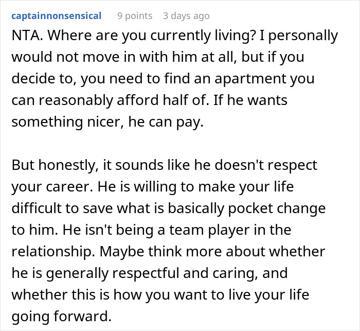 Commenter discusses rich boyfriend demands equal split rent and girlfriend refuses, highlighting respect and relationship teamwork issues. Commenter discusses rich boyfriend demands equal split rent and girlfriend refuses, highlighting respect and relationship teamwork issues.
