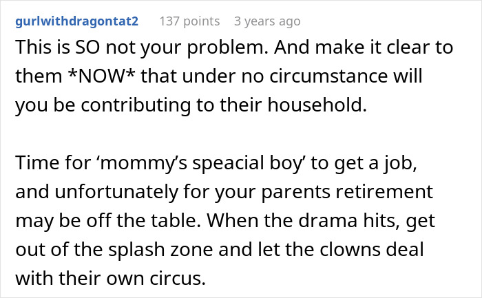Text excerpt from a forum post discussing a golden child who lost parents' money in crypto and financial struggles. Text excerpt from a forum post discussing a golden child who lost parents' money in crypto and financial struggles.