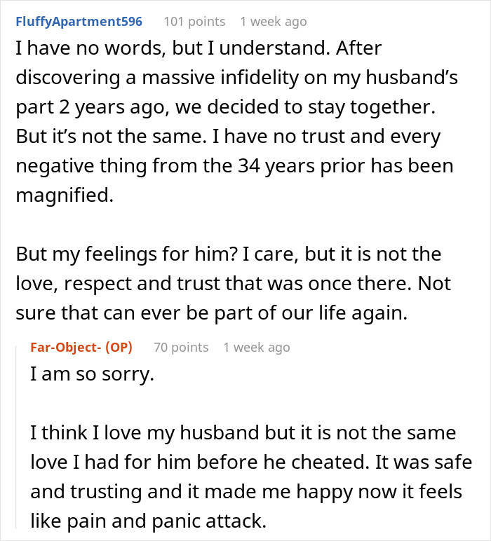 ALT text: Heartbroken woman reveals pain and trust issues from husband's affair that still haunts her and causes emotional breakdowns. ALT text: Heartbroken woman reveals pain and trust issues from husband's affair that still haunts her and causes emotional breakdowns.