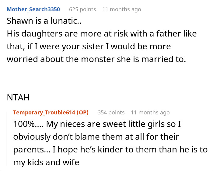 Reddit comments discussing a man banned from Thanksgiving after upsetting his brother-in-law’s wife with a controversial theory.
