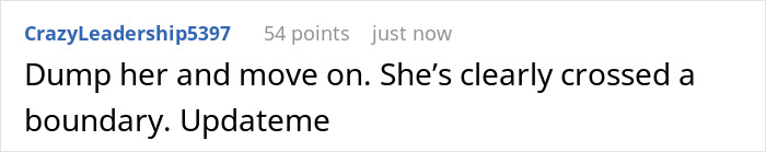 Screenshot of a Reddit comment advising to move on after discovering ex-wife cheated with best man and fearing for current girlfriend.