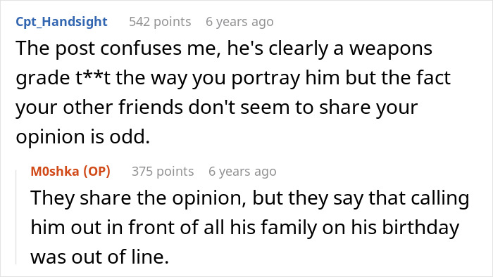 Reddit conversation about an annoying toxic friend photographer and differing opinions among friends on behavior boundaries.